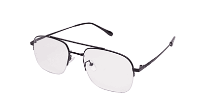 Soigné Unisex Half Rim Rectangular Large Spectacle Frame.Matte Black