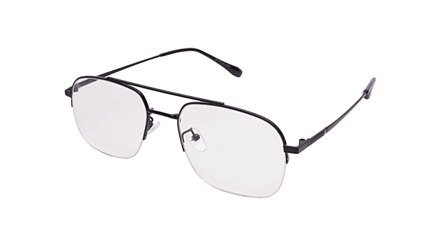 Soigné Unisex Half Rim Rectangular Large Spectacle Frame.Matte Black