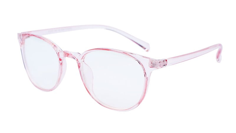 Female Round Medium Spectacle. See Through Pink Color