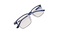 Soigné Unisex Half Rim Rectangular Spectacle Frame.Blue-Large