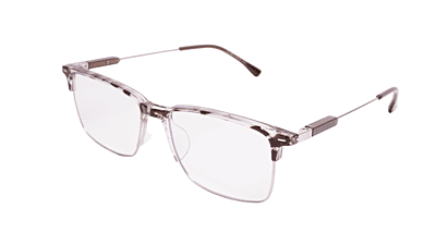 Soigné Unisex Half Rim Rectangular Spectacle Frame.Brown&Transparent-Large