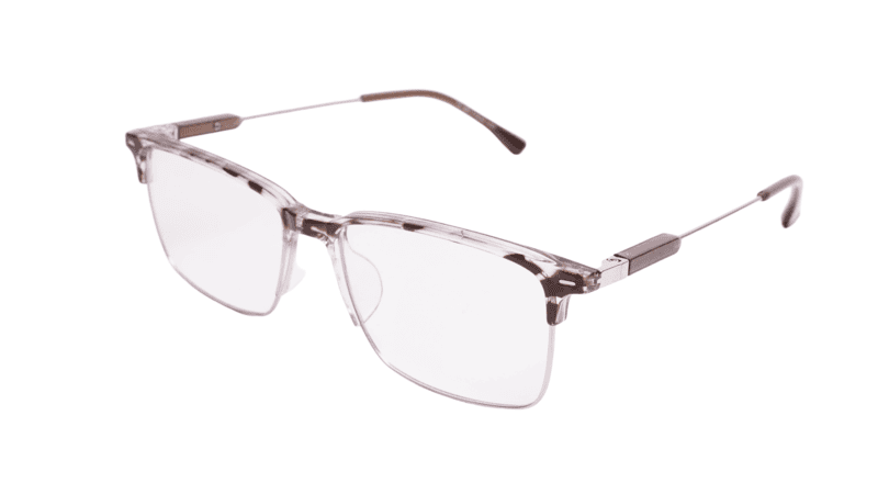 Soigné Unisex Half Rim Rectangular Spectacle Frame.Brown&Transparent-Large