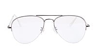 Unisex Medium Half Rim Aviator Spectacle Frame. Silver Color