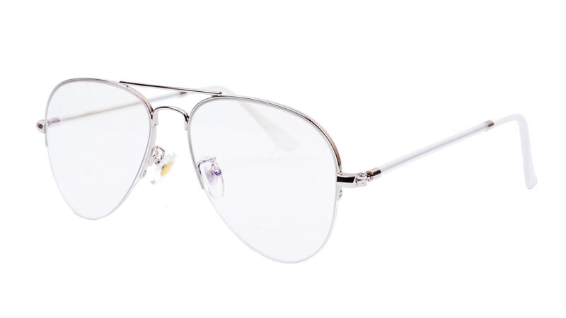 Unisex Medium Half Rim Aviator Spectacle Frame. Silver Color Unisex Medium Half Rim Aviator Spectacle Frame. Silver Color