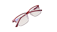 Soigné Unisex Half Rim Rectangular Spectacle Frame.Red-Large Soigné Unisex Half Rim Rectangular Spectacle Frame.Red-Large