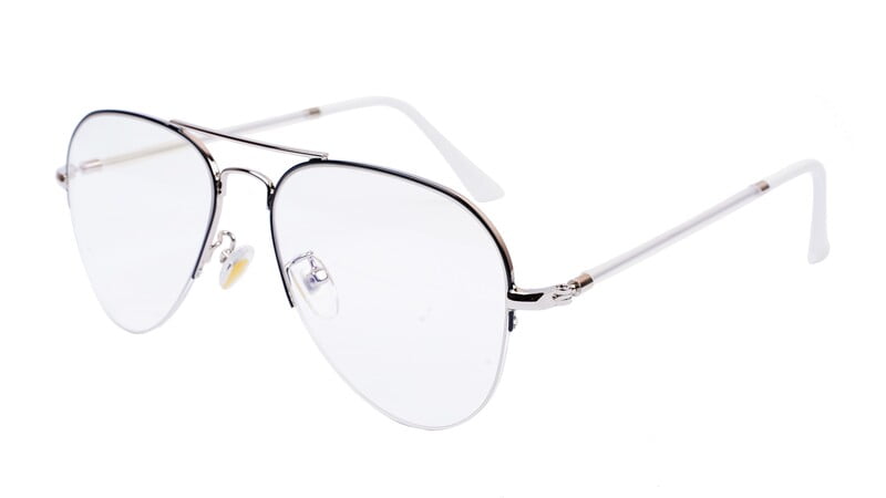Unisex Medium Half Rim Aviator Spectacle Frame. Silver&Black Color