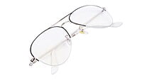 Unisex Medium Half Rim Aviator Spectacle Frame. Silver&Black Color