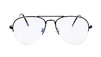 Unisex Medium Half Rim Aviator Spectacle Frame. Black Color
