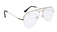 Unisex Medium Half Rim Aviator Spectacle Frame. Golden Color