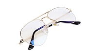 Unisex Medium Half Rim Aviator Spectacle Frame. Golden Color