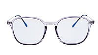Unisex Large Square Spectacle Frame. See Through Grey Frame
