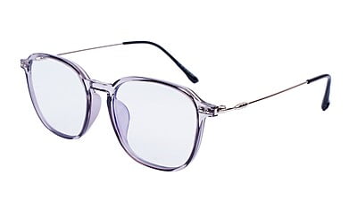 Unisex Large Square Spectacle Frame. See Through Grey Frame Unisex Large Square Spectacle Frame. See Through Grey Frame