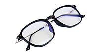 Unisex Large Square Spectacle Frame. Glossy Black Frame