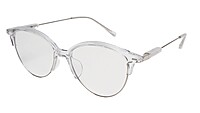 Soigné Female Large Half Rim Cat Eye Spectacle Frame.Transparent&Silver Soigné Female Large Half Rim Cat Eye Spectacle Frame.Transparent&Silver