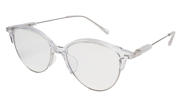 Soigné Female Large Half Rim Cat Eye Spectacle Frame.Transparent&Silver Soigné Female Large Half Rim Cat Eye Spectacle Frame.Transparent&Silver