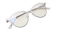 Soigné Female Large Half Rim Cat Eye Spectacle Frame.Transparent&Silver Soigné Female Large Half Rim Cat Eye Spectacle Frame.Transparent&Silver