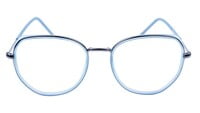 Unisex Large Pentagon Spectacle Frame. Blue &Grey Color Composite Frame.