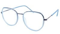 Unisex Large Pentagon Spectacle Frame. Blue &Grey Color Composite Frame. Unisex Large Pentagon Spectacle Frame. Blue &Grey Color Composite Frame.