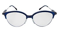 Soigné Female Large Half Rim Cat Eye Spectacle Frame.Blue&Silver Soigné Female Large Half Rim Cat Eye Spectacle Frame.Blue&Silver