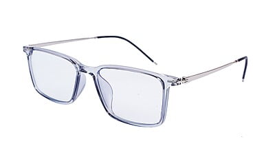 Unisex Large Rectangular Spectacle Frame. See Through Grey Rim Unisex Large Rectangular Spectacle Frame. See Through Grey Rim