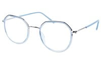 Unisex Large Pentagon Spectacle Frame. Blue &Silver Color Frame