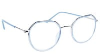Unisex Large Pentagon Spectacle Frame. Blue &Silver Color Frame