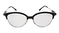 Soigné Female Large Half Rim Cat Eye Spectacle Frame.Black&Silver