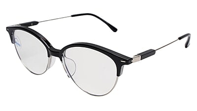 Soigné Female Large Half Rim Cat Eye Spectacle Frame.Black&Silver
