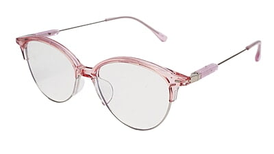 Soigné Female Large Half Rim Cat Eye Spectacle Frame.Pink&Silver