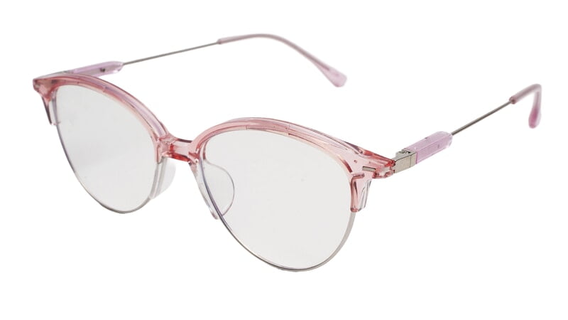 Soigné Female Large Half Rim Cat Eye Spectacle Frame.Pink&Silver Soigné Female Large Half Rim Cat Eye Spectacle Frame.Pink&Silver