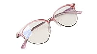 Soigné Female Large Half Rim Cat Eye Spectacle Frame.Pink&Silver Soigné Female Large Half Rim Cat Eye Spectacle Frame.Pink&Silver