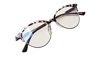 Soigné Female Large Half Rim Cat Eye Spectacle Frame.Brown&Transparent Soigné Female Large Half Rim Cat Eye Spectacle Frame.Brown&Transparent