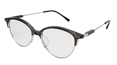 Soigné Female Large Half Rim Cat Eye Spectacle Frame.Gray&Silver