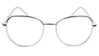 Unisex Large Pentagon Spectacle Frame. Silver Color Frame