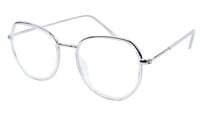 Unisex Large Pentagon Spectacle Frame. Silver Color Frame