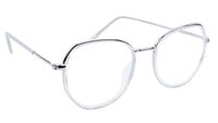 Unisex Large Pentagon Spectacle Frame. Silver Color Frame