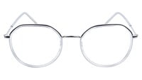 Unisex Large Pentagon Spectacle Frame. Silver Color Composite Frame