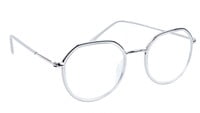 Unisex Large Pentagon Spectacle Frame. Silver Color Composite Frame