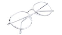 Unisex Large Pentagon Spectacle Frame. Silver Color Composite Frame