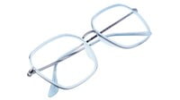 Unisex Oversized Spectacle Frame. Blue & Grey Color Composite Frame