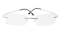 Soigné Unisex Rectangular Rimless Flexible Spectacle Frame-Golden-Medium