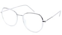 Unisex Large Pentagon Spectacle Frame. Silver Composite Frame