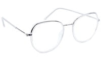 Unisex Large Pentagon Spectacle Frame. Silver Composite Frame
