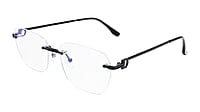Soigné Unisex Large Square Rimless Spectacle Frame.Black