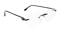 Soigné Unisex Large Square Rimless Spectacle Frame.Black
