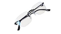 Soigné Unisex Large Square Rimless Spectacle Frame.Black