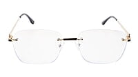Soigné Unisex Large Square Rimless Spectacle Frame.Gold&Black