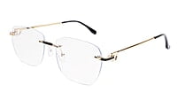Soigné Unisex Large Square Rimless Spectacle Frame.Gold&Black