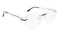 Soigné Unisex Large Square Rimless Spectacle Frame.Gold&Black