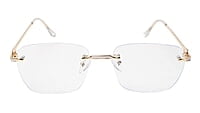 Soigné Unisex Large Square Rimless Spectacle Frame.Gold&White Soigné Unisex Large Square Rimless Spectacle Frame.Gold&White
